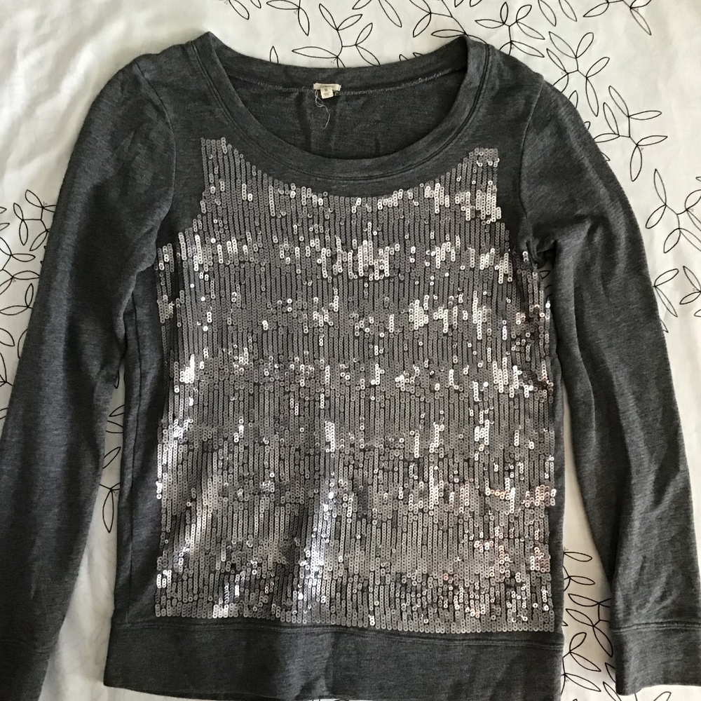 J crew gray sequin sweatshirt size small